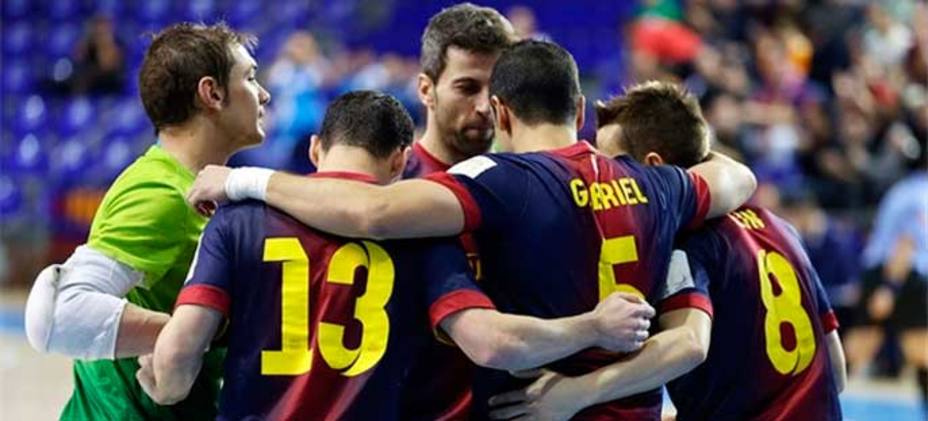 El Barça celebra la goleada a Inter Movistar (Lnfs)