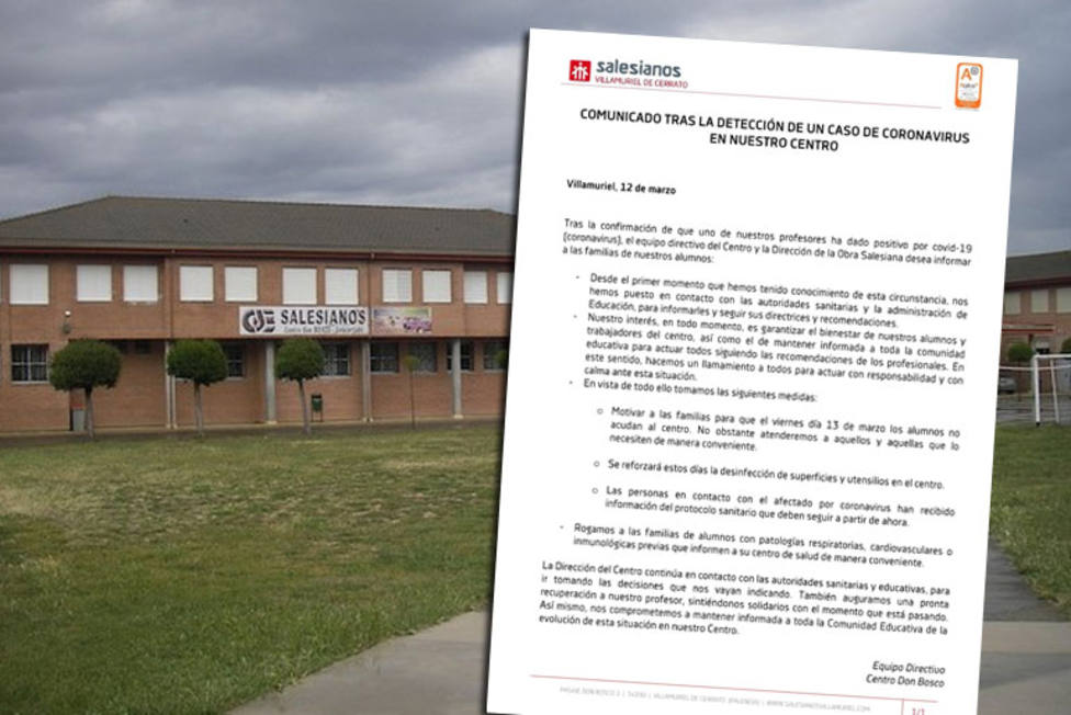 Un profesor del centro Don Bosco de Villamuriel, primer caso confirmado de coronavirus en Palencia