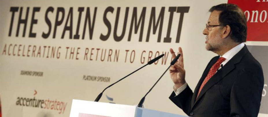 Rajoy durante su intervención en la jornada The Spain Summit organizada por The Economist. EFE