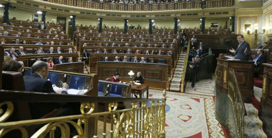 Hemiciclo del Congreso en la intervención del presidente del Gobierno, Mariano Rajoy. EFE