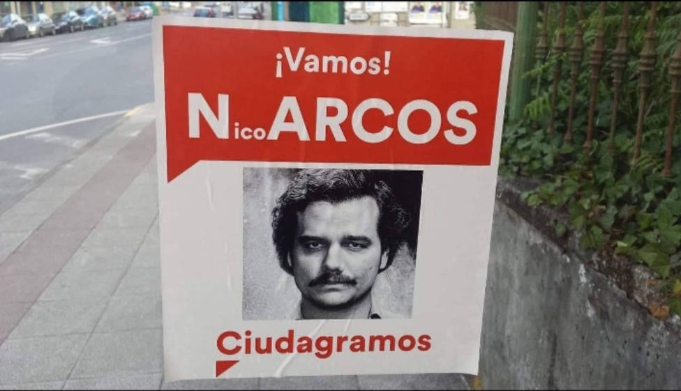 Cartel alterado del candidato de Ciudadanos a la Alcaldía de Narón - FOTO: Cs Narón