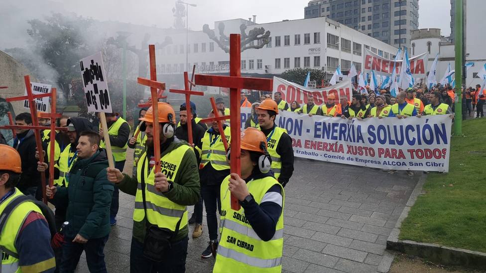 Movilización de trabajadores de Alcoa en la ciudad de Lugo
