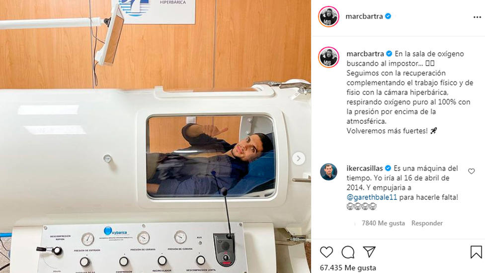 La publicación de Marc Bartra en Instagram y la respuesta de Iker Casillas