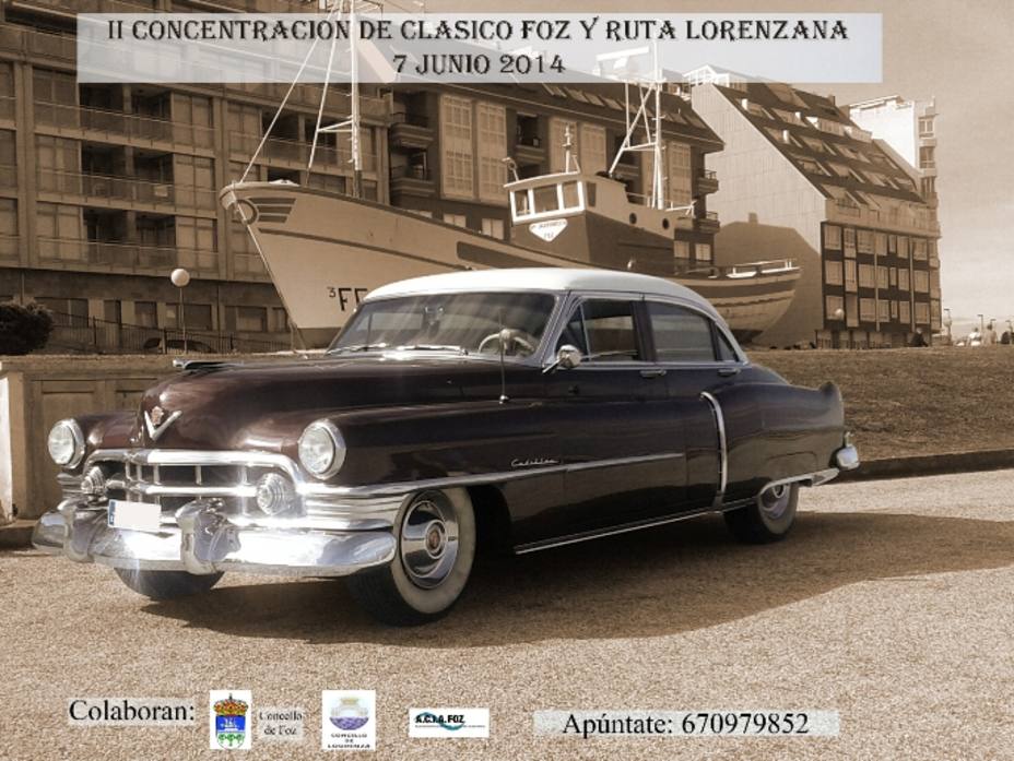 Cartel de la concentración de coches clásicos en Foz