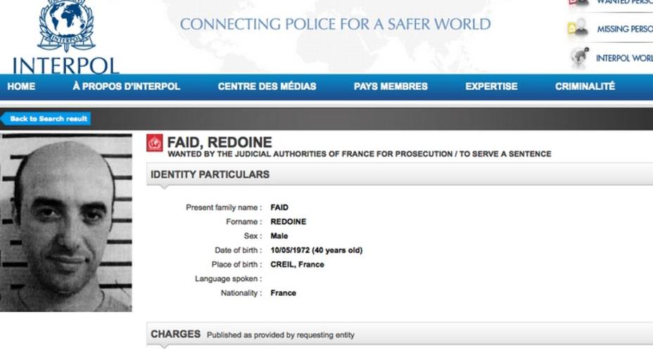 Ficha de la Interpol de Redoine Faïd, enemigo público número uno de Francia