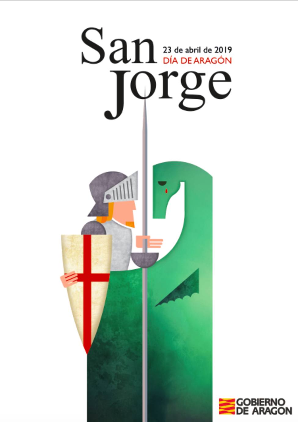 Cartel anunciador de San Jorge 2019, diseñado por la joven Natalia Castillo.