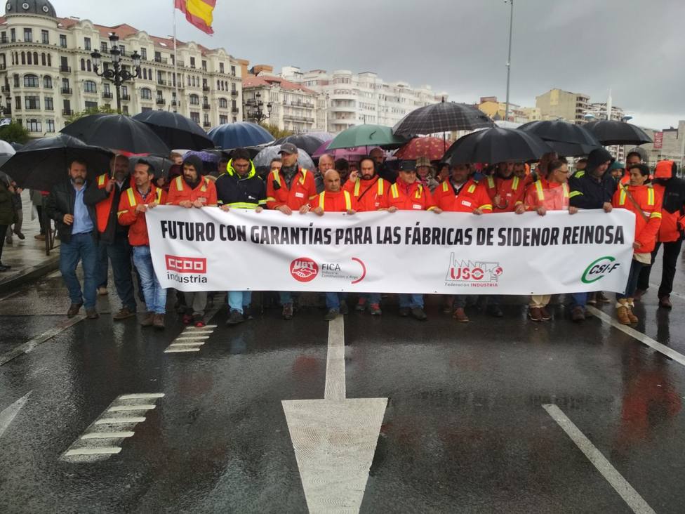 Manifestación de Sidenor por las calles de Santander