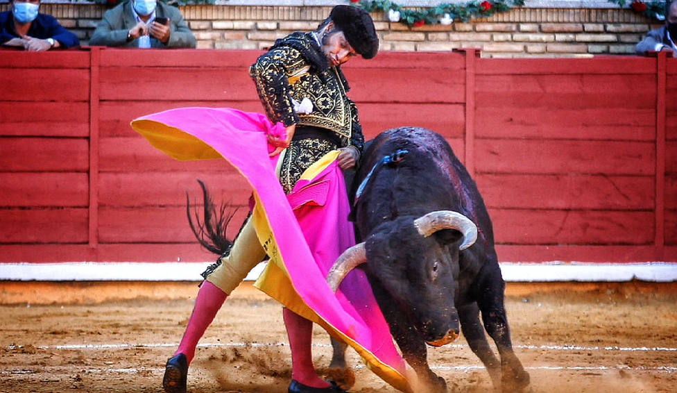 Ceñida media verónica de Morante de la Puebla a su primer toro de Jandilla