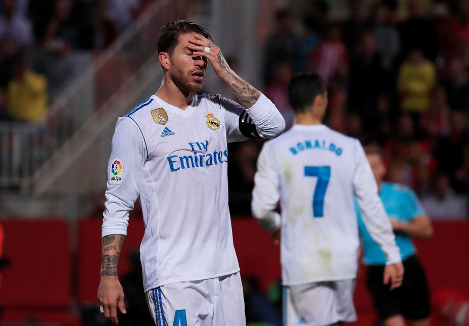 Sergio Ramos se lamenta de la derrota ante el Girona (Reuters)