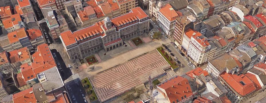 Vista aérea de la Plaza de Armas de Ferrol.
