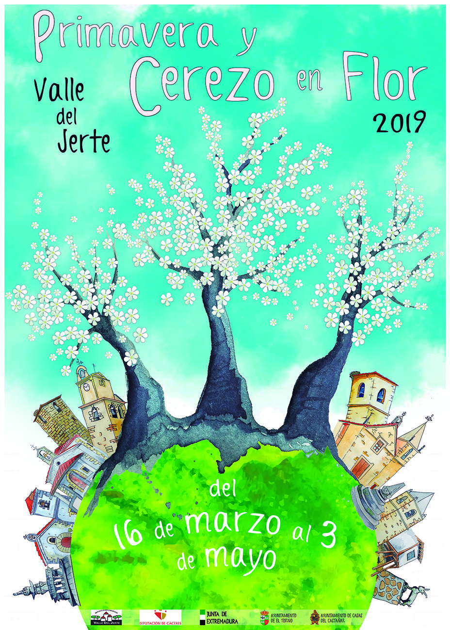 Cartel Primavera y Cerezo en Flor del Valle del Jerte 2019
