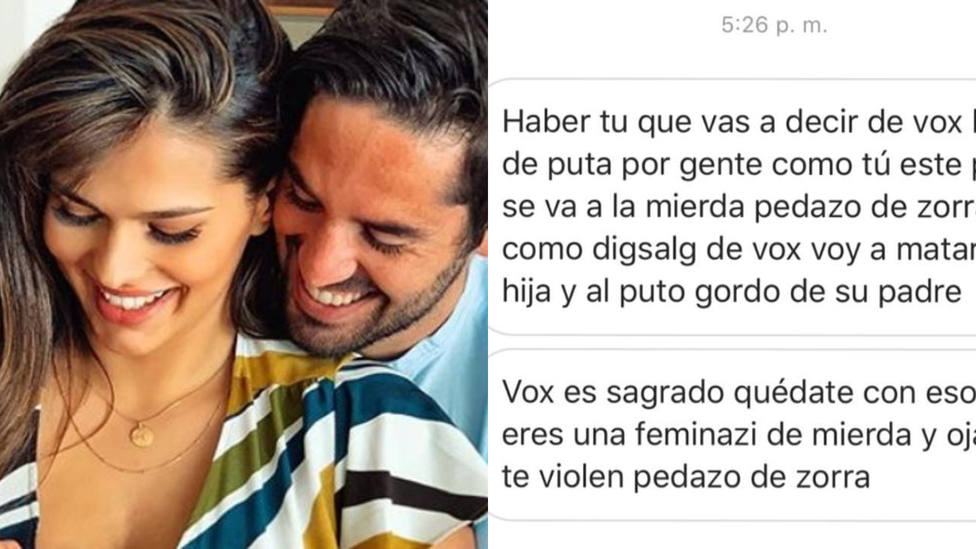 Estos son los insultos que recibe Sara Sálamo, pareja de Isco: Como digas algo de Vox voy a matar a tu hija