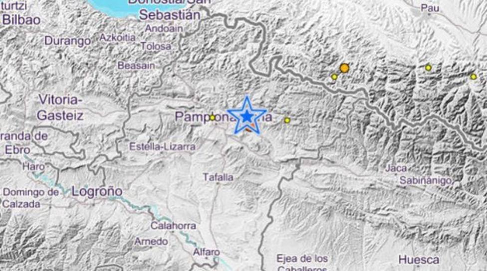 Epicentro de los terremotos de 4 y 3 grados en Navarra