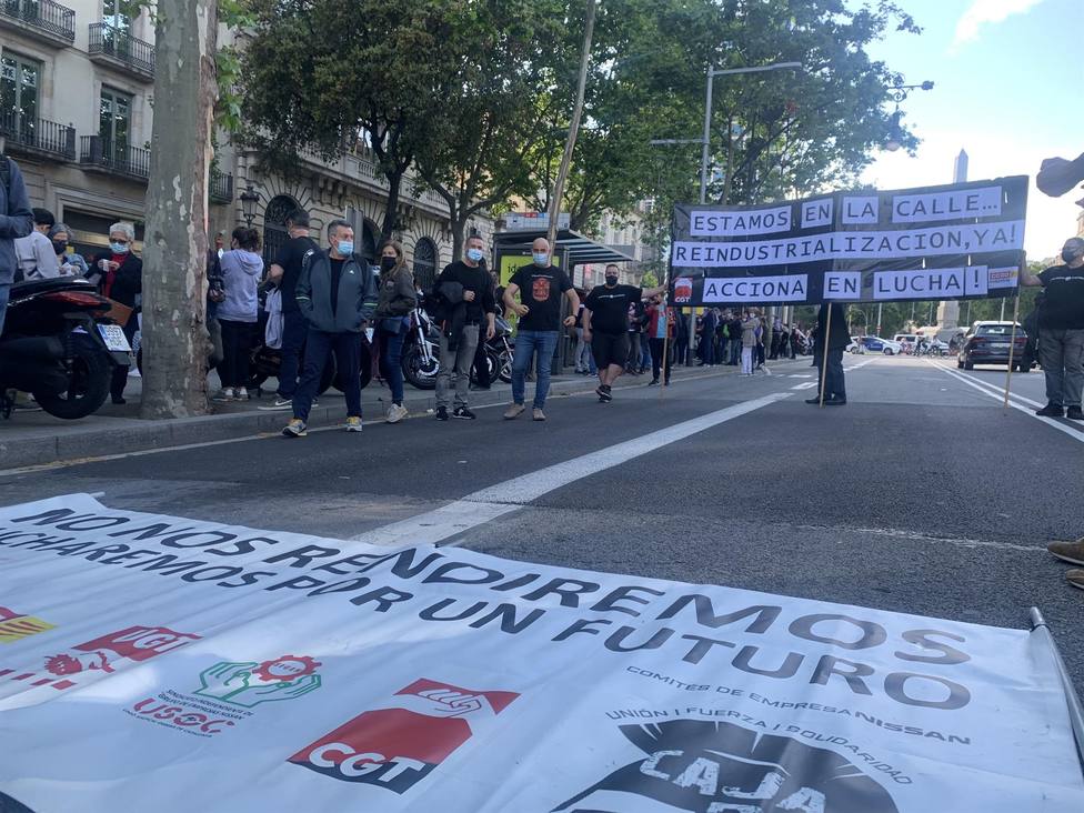 Manifestación de los trabajadores de Nissan en Barcelona