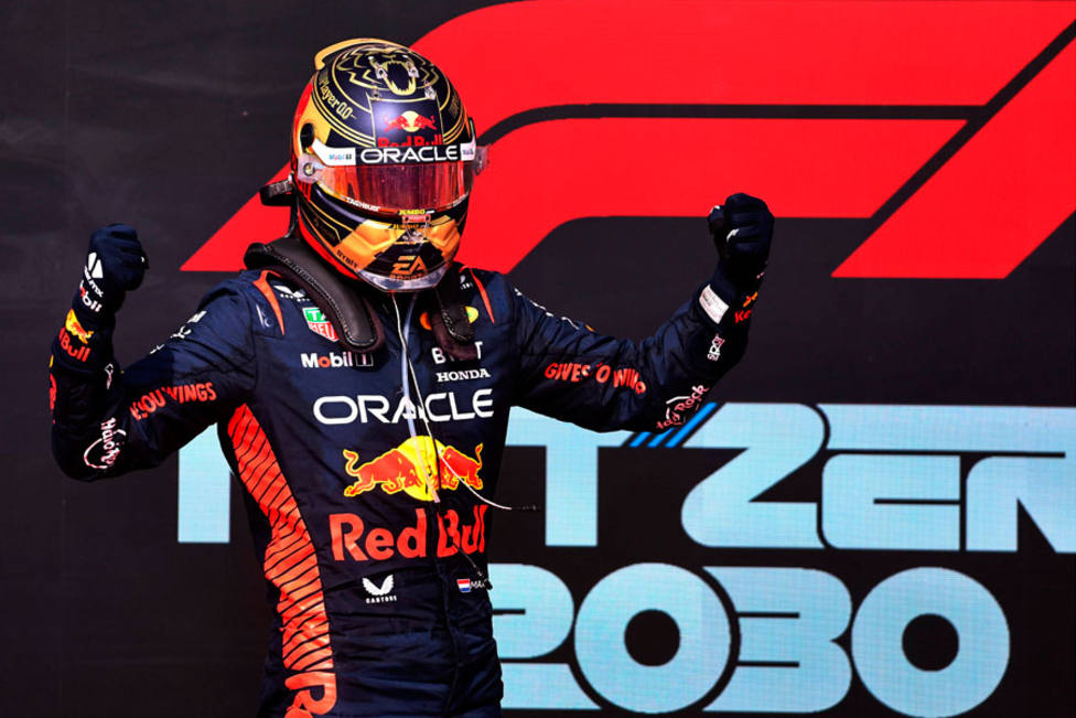 Max Verstappen celebra su victoria en el GP de Estados Unidos, en el circuito de Las Américas