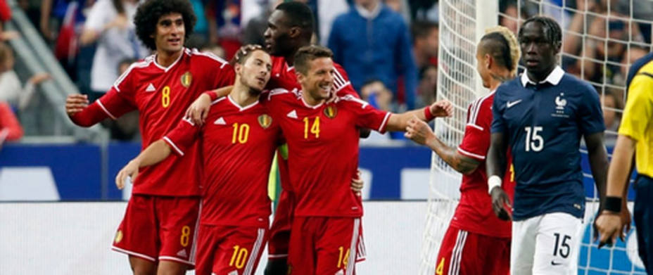 Bélgica celebra uno de los goles frente a Francia. REUTERS