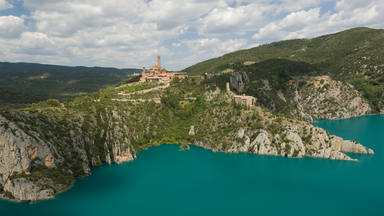 El Grado reservoir and Torreciudad sanctuary