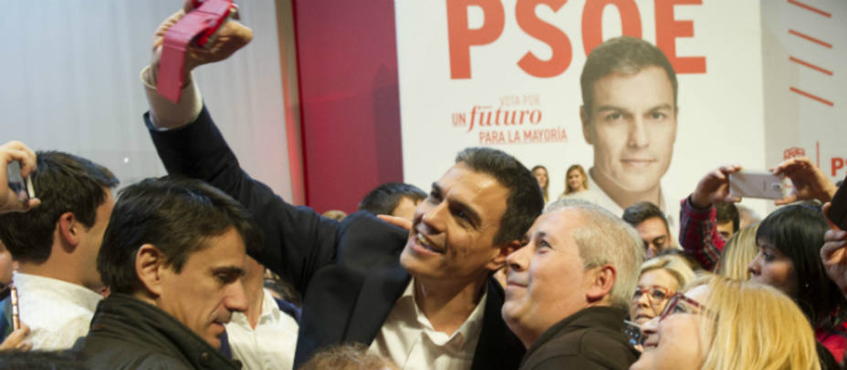 Pedro Sánchez durante la campaña electoral. PSOE