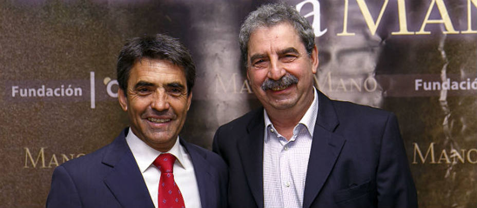Victorino Martín y Francis Wolff durante el Mano a mano de Cajasol en Sevilla. TOROMEDIA