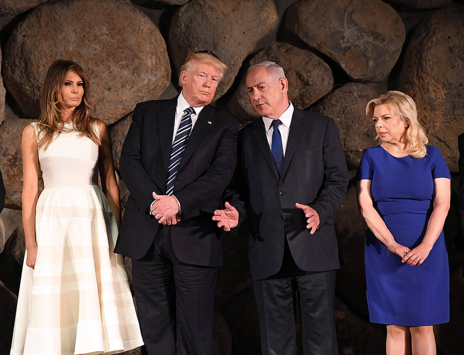 Los Trump junto al Primer Ministro israelí, Benjamin Netanyahu y su esposa