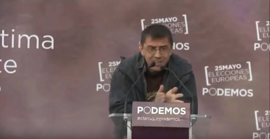 Juan Carlos Monedero en un mitin de Podemos en Sevilla en 2015