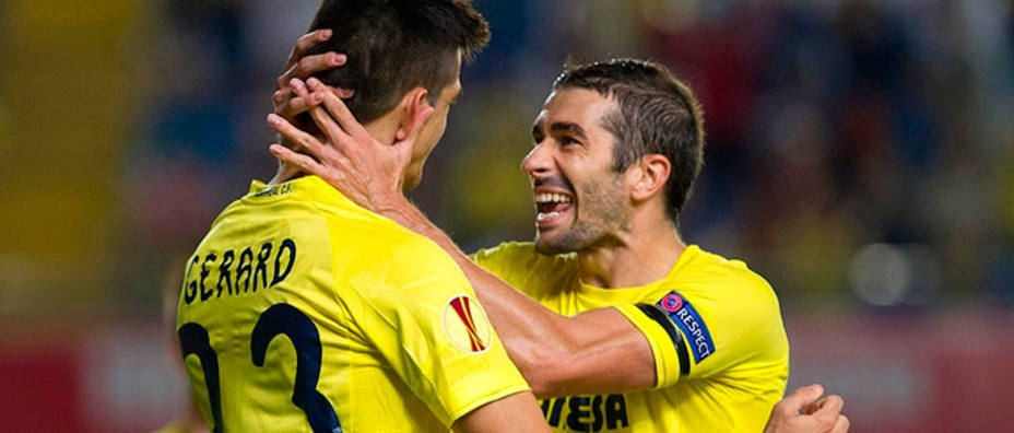 El Villarreal celebra uno de los cuatro goles al Apollon (FOTO: Villarreal CF)