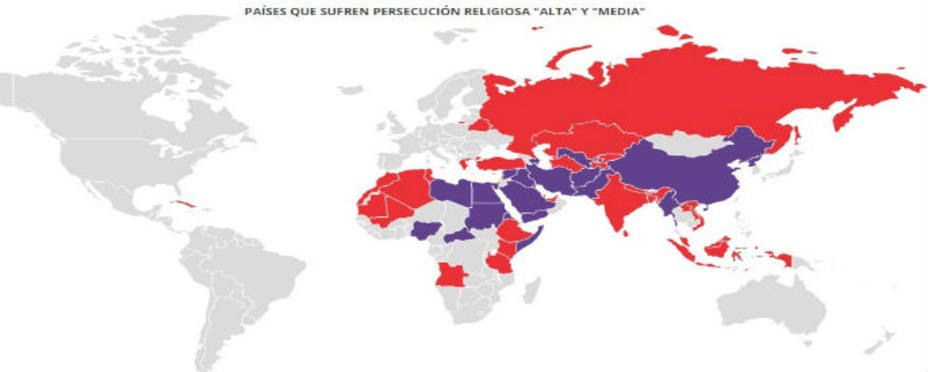 Mapa de la persecución por causa de la religión en el mundo