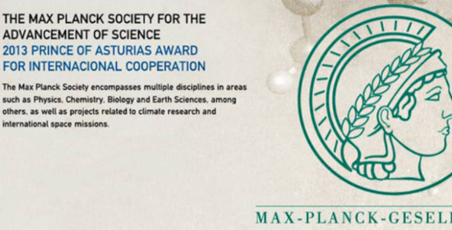 La sociedad Max Planck ya refleja en la portada de su web la concesión del Premio.