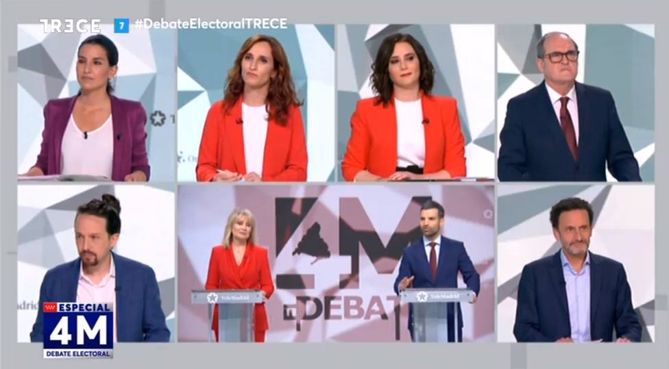 Sigue en directo el debate electoral del 4-M con todos los candidatos, en TRECE