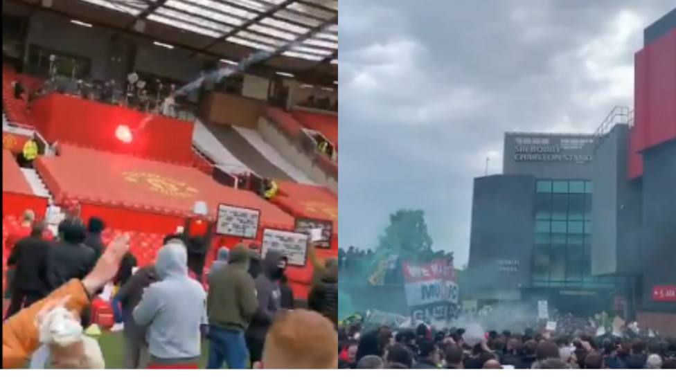 Cientos de aficionados invaden Old Trafford como protesta contra los dueños