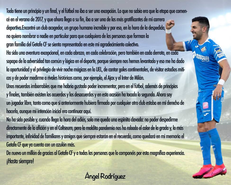 Carta de despedida de Ángel Rodríguez