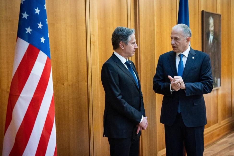 Antony Blinken, secretario de Estado de EE.UU. a su llegada a la reunión de la OTAN en Berlín