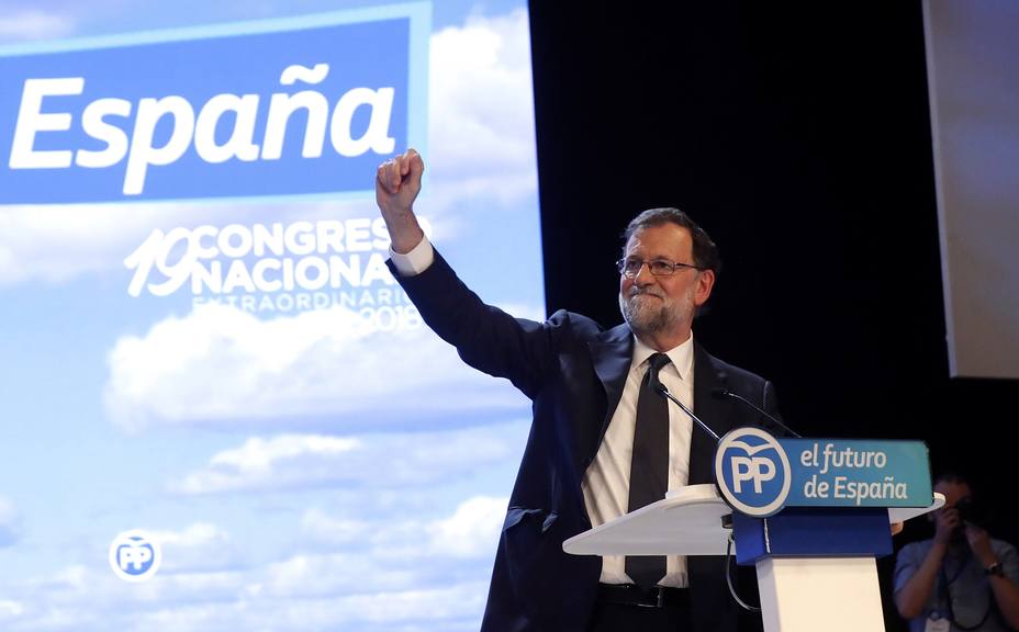 El presidente del PP, Mariano Rajoy, durante su intervención en la celebración del Congreso Nacional de su partido