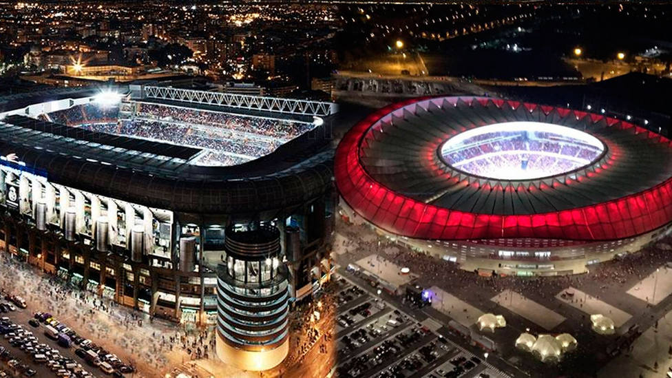 Imágenes nocturnas del Santiago Bernabeu y del Wanda Metropolitano