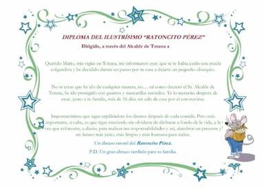 El Ayuntamiento de Cartaya concede un permiso especial al Ratoncito Pérez  para que siga recogiendo dientes y repartiendo regalos