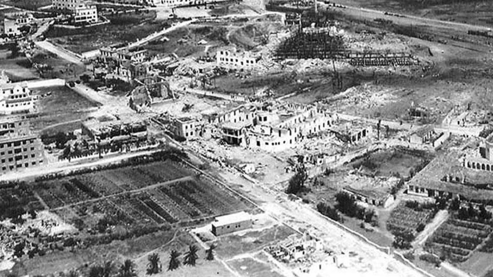 Vista aérea de la zona próxima al lugar donde se produjo la explosión de Cádiz en 1947
