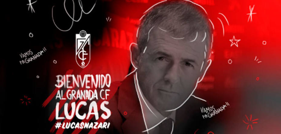 Lucas Alcaraz, en la imagen de bienvenida del Granada CF