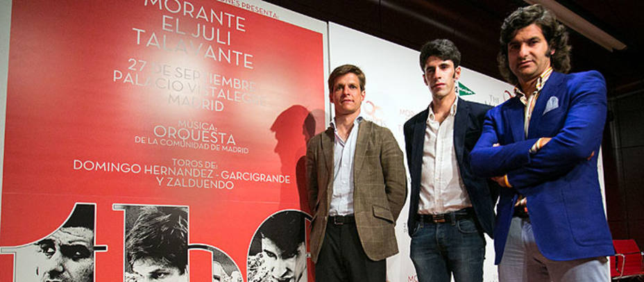 Morante, El Juli y Alejandro Talavante, durante la presentación de The Maestros