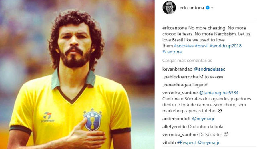 Imagen de Sócrates en la cuenta de Instagram de Cantona (@ericcantona)
