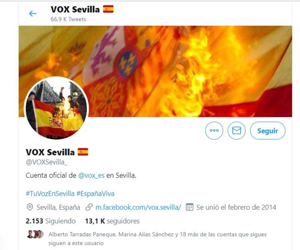 Hackean cuentas de Vox en Twitter con amenazas de muerte a Abascal y banderas de España ardiendo