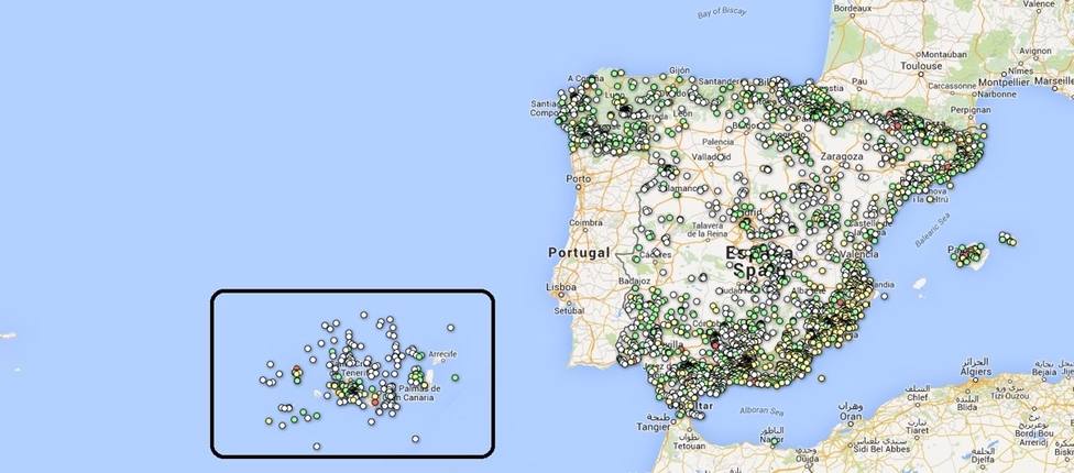 Mapa de actividad sísmica en España