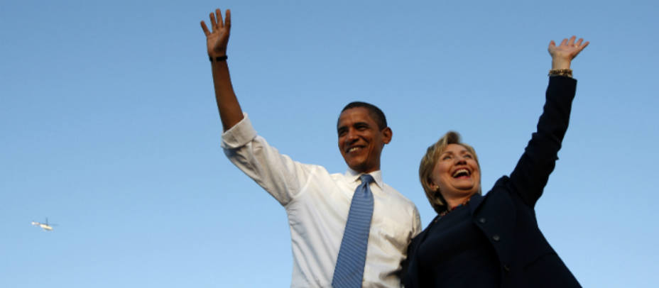 Barack Obama y Hillary Clinton en Orlando. REUTERS