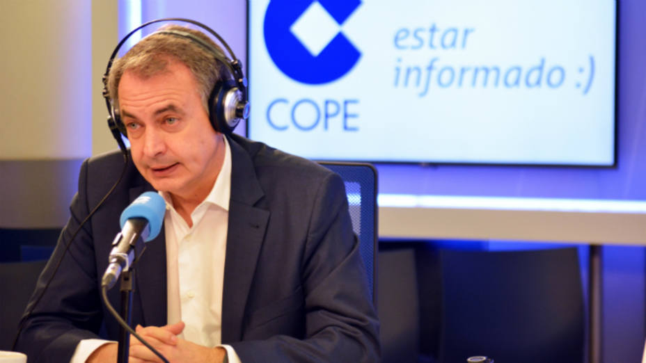 José Luis Rodríguez Zapatero en el estudio de la Cadena COPE.