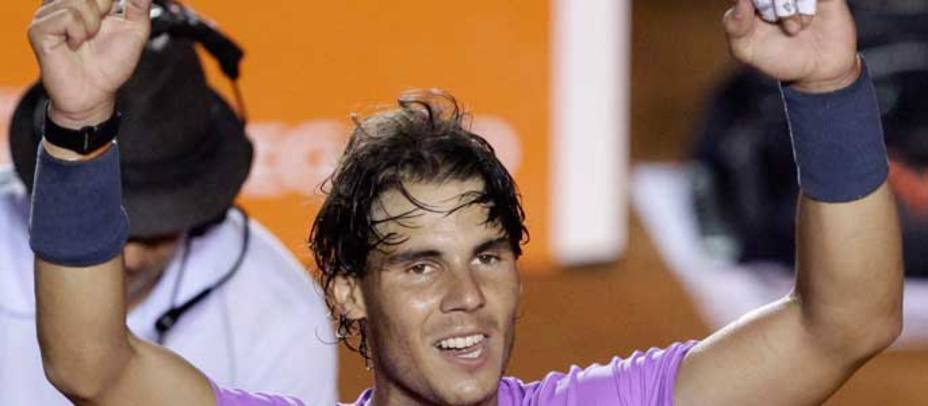 Rafa Nadal celebra la victoria en el partido ante Leonardo Mayer (Reuters)