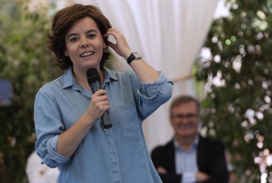 La candidata a la presidencia del PP, Soraya Sáenz de Santamaría
