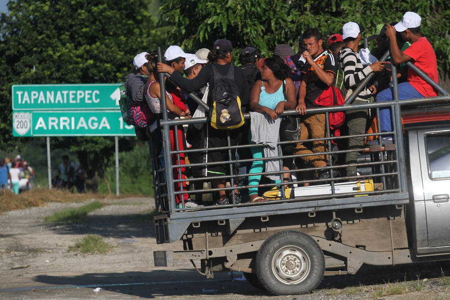 La caravana de migrantes hondureños durante su travesía por México hacia EEUU.