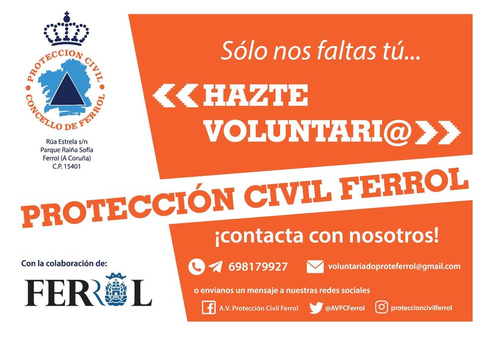 Cartel de Protección Civil de Ferrol para captar nuevos voluntarios - FOTO: Concello de Ferrol