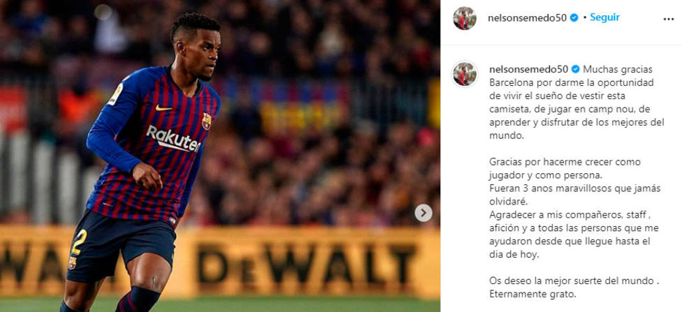 Semedo se despide del Barcelona por Instagram