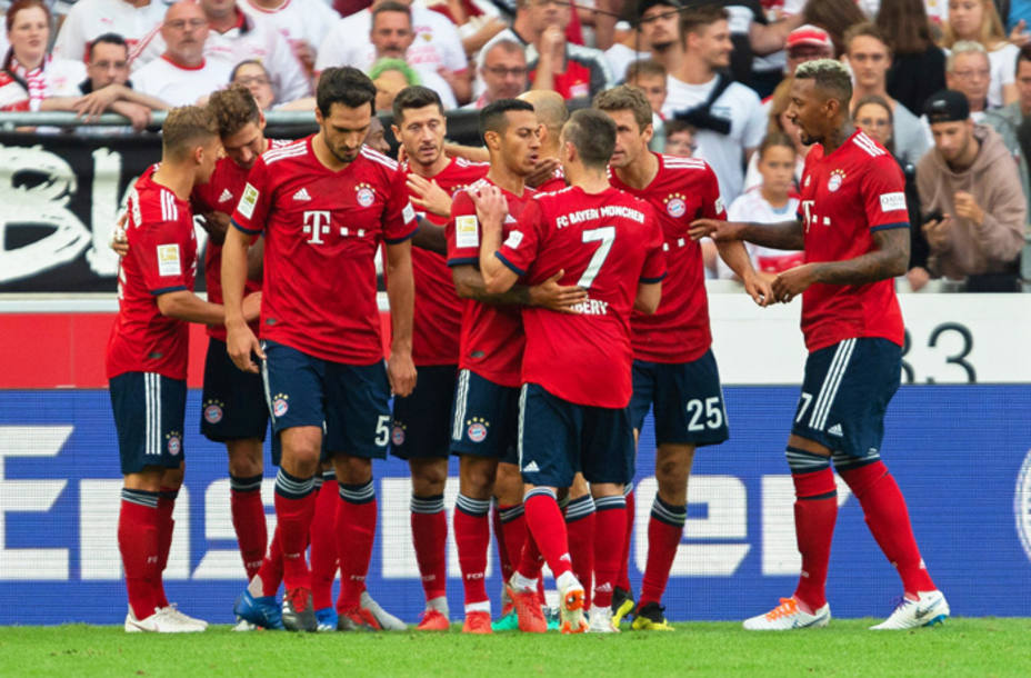 Los jugadores del Bayern celebrando uno de los goles