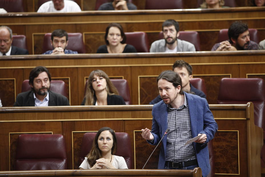 El líder de Podemos, Pablo Iglesias, en el Congreso
